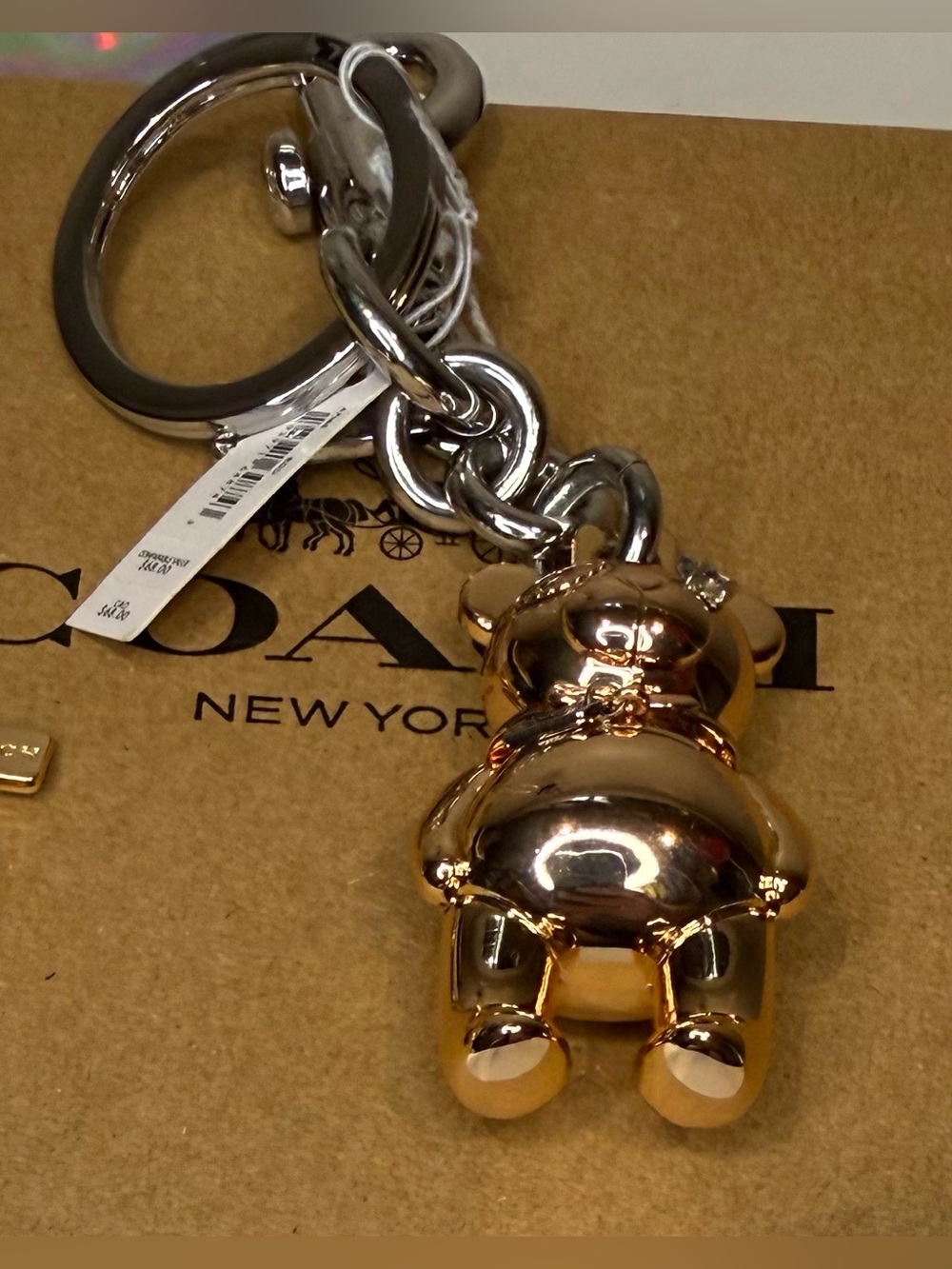 Coach Vintage Gold Bear Keychain bag Charms Large NWT approx 3”